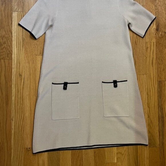 Anthropologie Annalise Mock-Neck Mini Sweater Dress by Maeve Creme/Black Medium - Picture 12 of 14